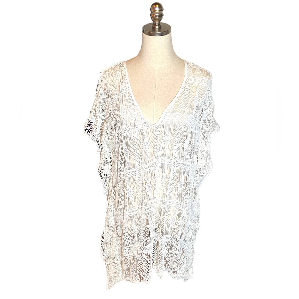 Victoria’s Secret Swim Cover Up White Net Ladies XS Mesh Beach Oversize